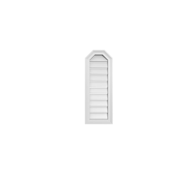 Ekena Millwork Octagonal Top Surface Mount PVC Gable Vent w/ 2"W x 1-1/2"P Brickmould Frame, 12"W x 32"H - GVPOT12X3202SF