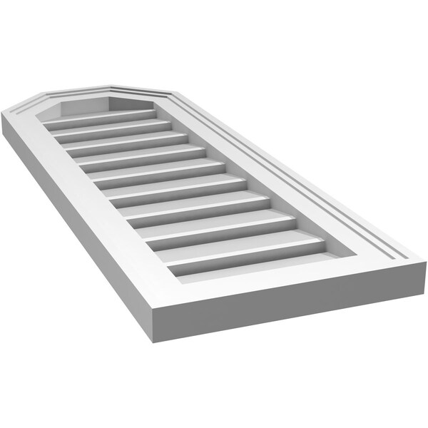 Ekena Millwork Octagonal Top Surface Mount PVC Gable Vent w/ 2"W x 1-1/2"P Brickmould Frame, 12"W x 32"H - GVPOT12X3202SF