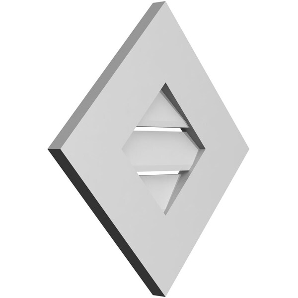 Ekena Millwork Diamond Surface Mount PVC Gable Vent: Non-Functional, w/ 3-1/2"W x 1"P Standard Frame, 16"W x 16"H - GVPDI16X1601SN