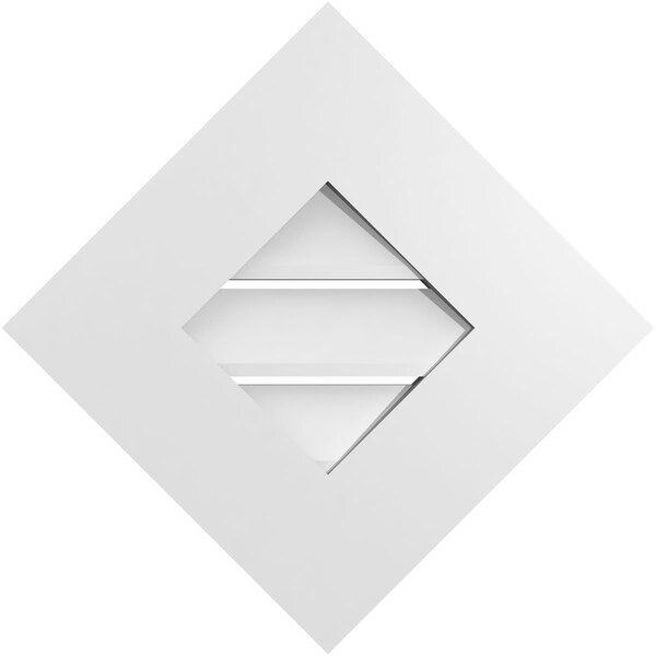 Ekena Millwork Diamond Surface Mount PVC Gable Vent: Non-Functional, w/ 3-1/2"W x 1"P Standard Frame, 16"W x 16"H - GVPDI16X1601SN