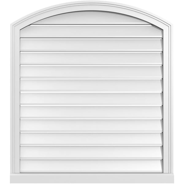 Ekena Millwork Arch Top Surface Mount PVC Gable Vent w/ 2"W x 2"P Brickmould Sill Frame, 34"W x 36"H - GVPAR34X3603SN