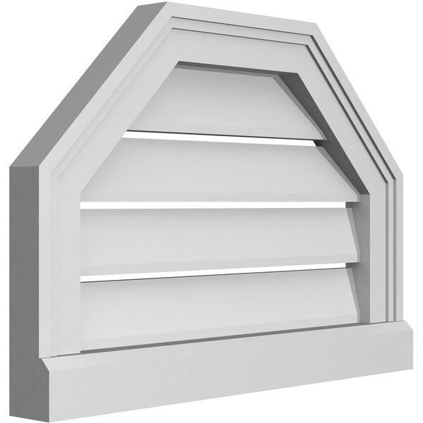 Ekena Millwork Octagonal Top Surface Mount PVC Gable Vent w/ 2"W x 2"P Brickmould Sill Frame, 20"W x 14"H - GVPOT20X1403SF