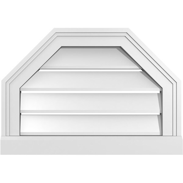 Ekena Millwork Octagonal Top Surface Mount PVC Gable Vent w/ 2"W x 2"P Brickmould Sill Frame, 20"W x 14"H - GVPOT20X1403SF