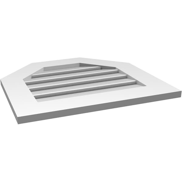 Ekena Millwork Octagonal Top Surface Mount PVC Gable Vent: Functional, w/ 3-1/2"W x 1"P Standard Frame, 24"W x 22"H - GVPOT24X2201SF