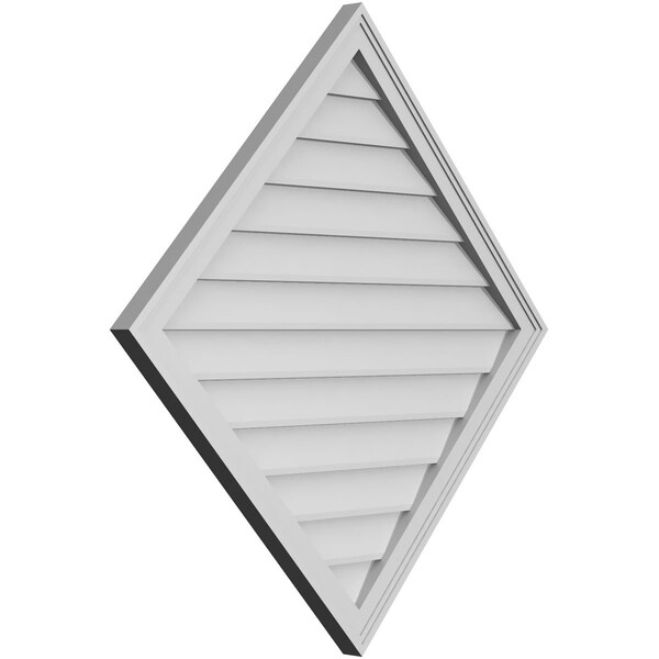 Ekena Millwork Diamond Surface Mount PVC Gable Vent: Functional, w/ 2"W x 1-1/2"P Brickmould Frame, 40"W x 40"H - GVPDI40X4002SF