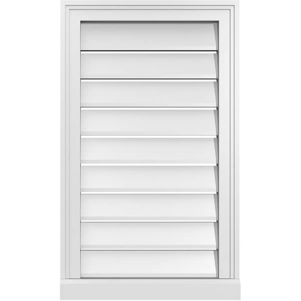 Ekena Millwork Vertical Surface Mount PVC Gable Vent: Functional, w/ 2"W x 2"P Brickmould Sill Frame, 18"W x 30"H - GVPVE18X3003SF