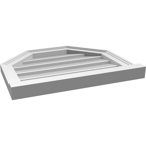 Ekena Millwork Octagonal Top Surface Mount PVC Gable Vent w/ 2"W x 2"P Brickmould Sill Frame, 22"W x 18"H - GVPOT22X1803SN