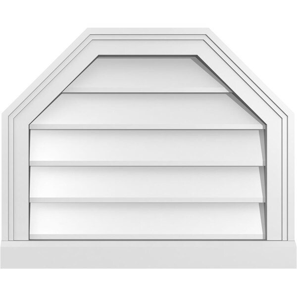 Ekena Millwork Octagonal Top Surface Mount PVC Gable Vent w/ 2"W x 2"P Brickmould Sill Frame, 22"W x 18"H - GVPOT22X1803SN