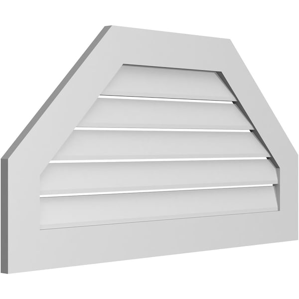 Ekena Millwork Octagonal Top Surface Mount PVC Gable Vent: Functional, w/ 3-1/2"W x 1"P Standard Frame, 42"W x 22"H - GVPOT42X2201SF