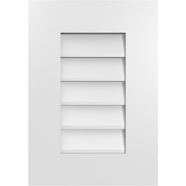Ekena Millwork Vertical Surface Mount PVC Gable Vent: Non-Functional, w/ 3-1/2"W x 1"P Standard Frame, 14"W x 20"H - GVPVE14X2001SN