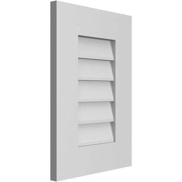 Ekena Millwork Vertical Surface Mount PVC Gable Vent: Non-Functional, w/ 3-1/2"W x 1"P Standard Frame, 14"W x 20"H - GVPVE14X2001SN