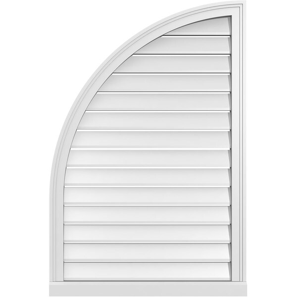 Ekena Millwork Quarter Round Top Left Surface Mount PVC Gable Vent w/ 2"W x 2"P Brickmould Sill Frame, 28"W x 42"H - GVPQL28X4203SF