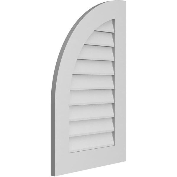 Ekena Millwork Quarter Round Top Left Surface Mount PVC Gable Vent w/ 3-1/2"W x 1"P Standard Frame, 20"W x 32"H - GVPQL20X3201SN