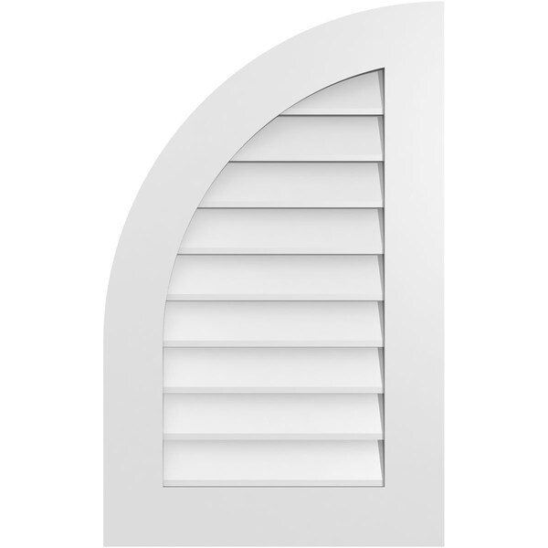 Ekena Millwork Quarter Round Top Left Surface Mount PVC Gable Vent w/ 3-1/2"W x 1"P Standard Frame, 20"W x 32"H - GVPQL20X3201SN