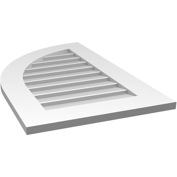 Ekena Millwork Quarter Round Top Left Surface Mount PVC Gable Vent w/ 3-1/2"W x 1"P Standard Frame, 20"W x 32"H - GVPQL20X3201SN