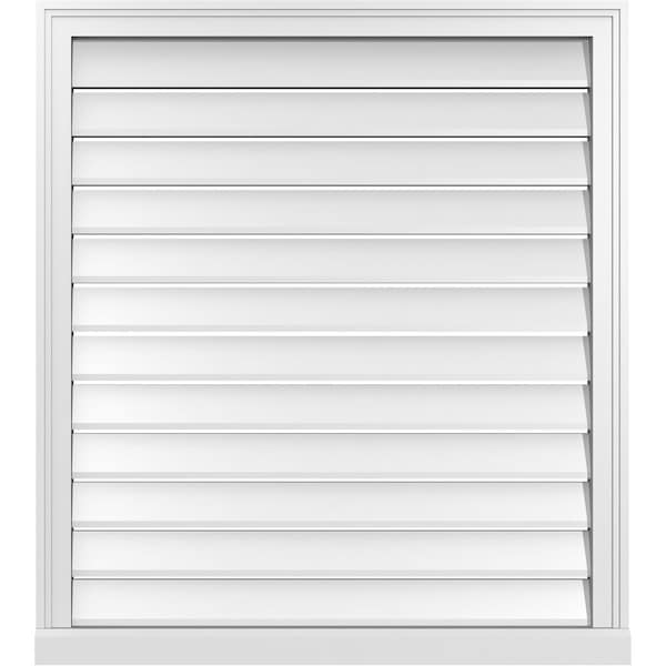 Ekena Millwork Vertical Surface Mount PVC Gable Vent: Functional, w/ 2"W x 2"P Brickmould Sill Frame, 34"W x 38"H - GVPVE34X3803SF