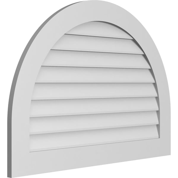 Ekena Millwork Round Top Surface Mount PVC Gable Vent: Non-Functional, w/ 3-1/2"W x 1"P Standard Frame, 40"W x 28"H - GVPRT40X2801SN