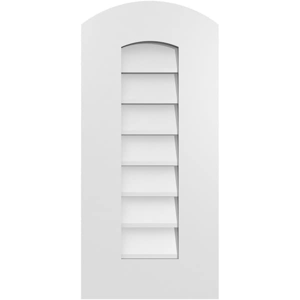 Ekena Millwork Arch Top Surface Mount PVC Gable Vent: Functional, w/ 3-1/2"W x 1"P Standard Frame, 12"W x 26"H - GVPAR12X2601SF