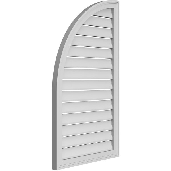Ekena Millwork Quarter Round Top Left Surface Mount PVC Gable Vent w/ 2"W x 1-1/2"P Brickmould Frame, 24"W x 42"H - GVPQL24X4202SF