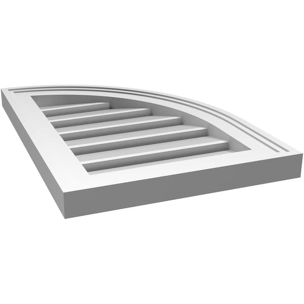 Ekena Millwork Quarter Round Top Right Surface Mount PVC Gable Vent w/ 2"W x 1-1/2"P Brickmould Frame, 14"W x 20"H - GVPQR14X2002SF