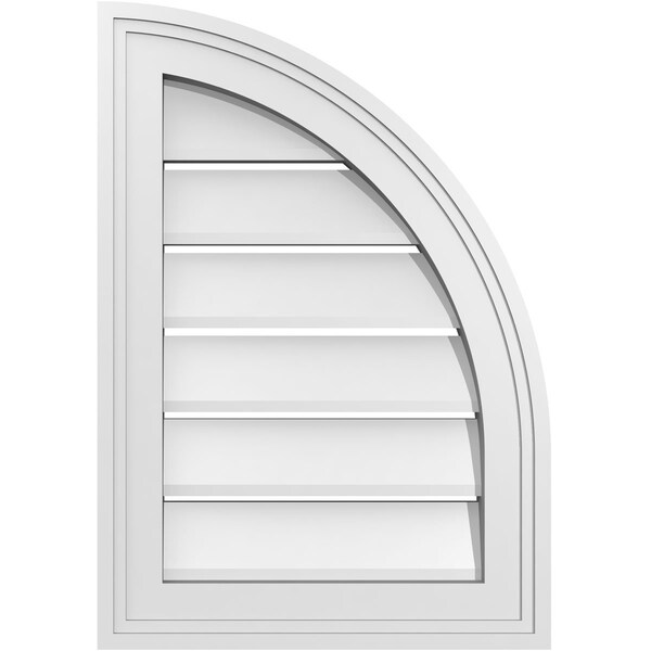 Ekena Millwork Quarter Round Top Right Surface Mount PVC Gable Vent w/ 2"W x 1-1/2"P Brickmould Frame, 14"W x 20"H - GVPQR14X2002SF