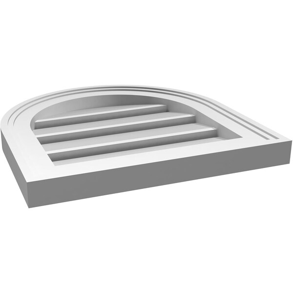Ekena Millwork Round Top Surface Mount PVC Gable Vent: Functional, w/ 2"W x 1-1/2"P Brickmould Frame, 16"W x 16"H - GVPRT16X1602SF