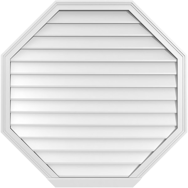 Ekena Millwork Octagonal Surface Mount PVC Gable Vent w/ 2"W x 2"P Brickmould Sill Frame, 40"W x 40"H - GVPOC40X4003SN