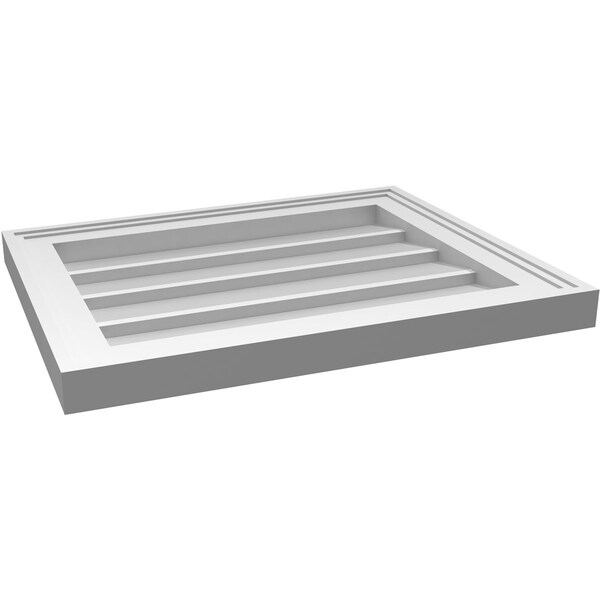Ekena Millwork Vertical Surface Mount PVC Gable Vnt: Non-Functional, w/2"W x 1-1/2"H, Brickmould Frame, 20"W x 16"H - GVPVE20X1602SN