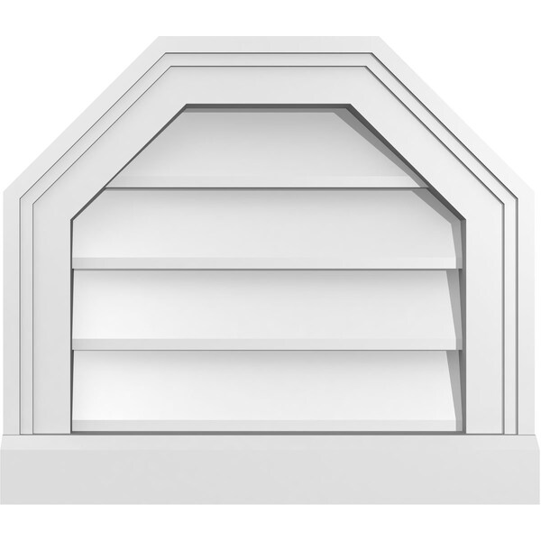 Ekena Millwork Octagonal Top Surface Mount PVC Gable Vent w/ 2"W x 2"P Brickmould Sill Frame, 16"W x 14"H - GVPOT16X1403SN