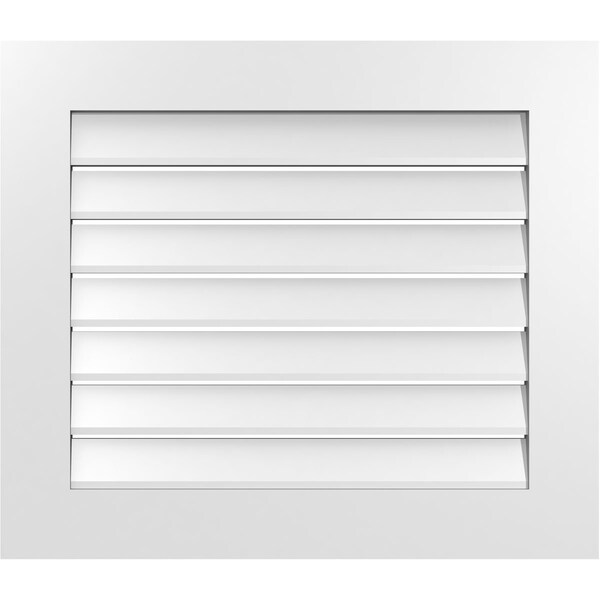 Ekena Millwork Vertical Surface Mount PVC Gable Vent: Functional, w/ 3-1/2"W x 1"P Standard Frame, 30"W x 26"H - GVPVE30X2601SF