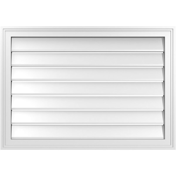 Ekena Millwork Vertical Surface Mount PVC Gable Vent: Functional, w/ 2"W x 1-1/2"P Brickmould Frame, 34"W x 24"H - GVPVE34X2402SF