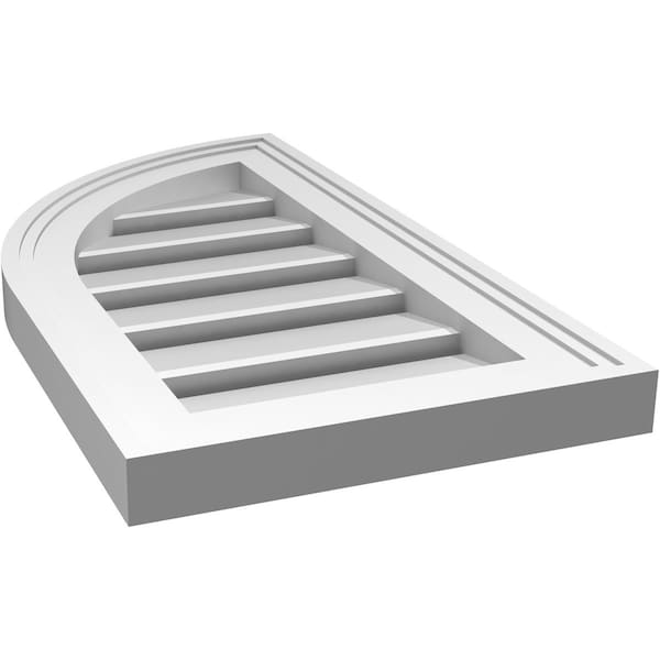 Ekena Millwork Quarter Round Top Left Surface Mount PVC Gable Vent w/ 2"W x 1-1/2"P Brickmould Frame, 12"W x 22"H - GVPQL12X2202SF