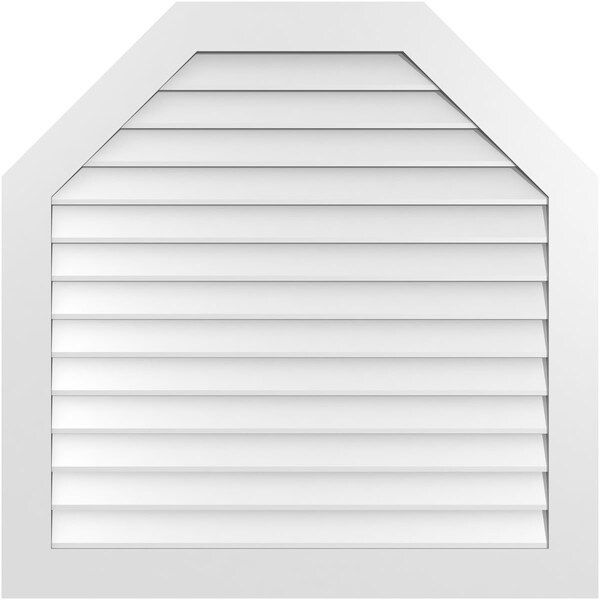 Ekena Millwork Octagonal Top Surface Mount PVC Gable Vent w/ 3-1/2"W x 1"P Standard Frame, 42"W x 42"H - GVPOT42X4201SN