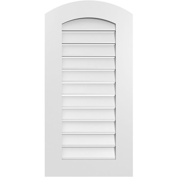 Ekena Millwork Arch Top Surface Mount PVC Gable Vent: Non-Functional, w/ 3-1/2"W x 1"P Standard Frame, 18"W x 34"H - GVPAR18X3401SN