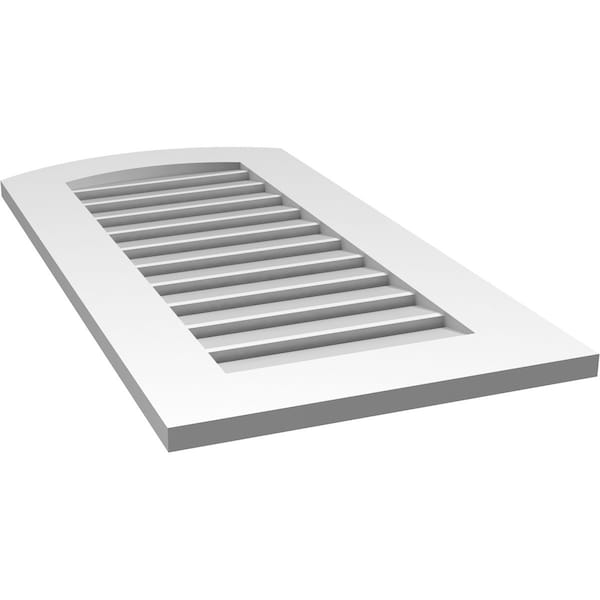 Ekena Millwork Arch Top Surface Mount PVC Gable Vent: Non-Functional, w/ 3-1/2"W x 1"P Standard Frame, 18"W x 34"H - GVPAR18X3401SN
