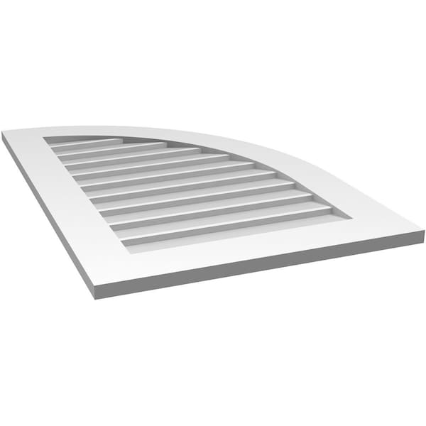 Ekena Millwork Quarter Round Top Right Surface Mount PVC Gable Vent w/ 3-1/2"W x 1"P Standard Frame, 24"W x 36"H - GVPQR24X3601SN