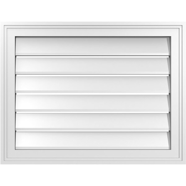 Ekena Millwork Vertical Surface Mount PVC Gable Vent: Functional, w/ 2"W x 1-1/2"P Brickmould Frame, 26"W x 20"H - GVPVE26X2002SF