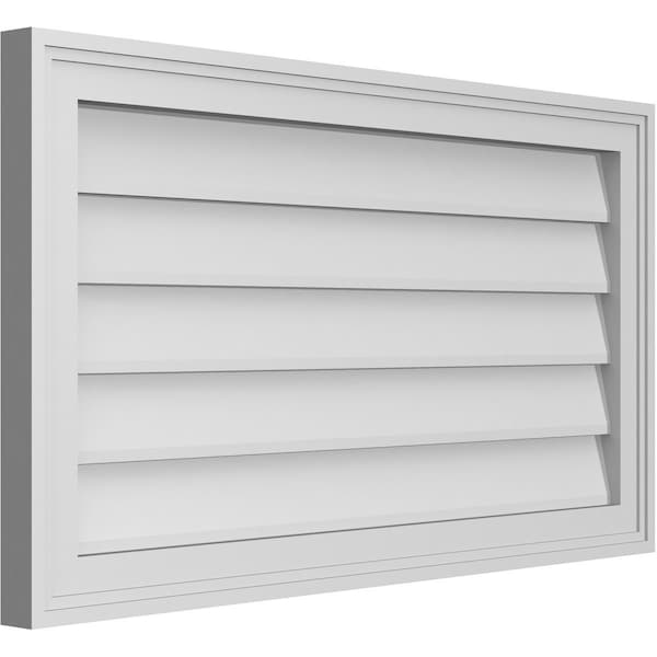 Ekena Millwork Vertical Surface Mount PVC Gable Vnt: Non-Functional, w/2"W x 1-1/2"H, Brickmould Frame, 32"W x 18"H - GVPVE32X1802SN
