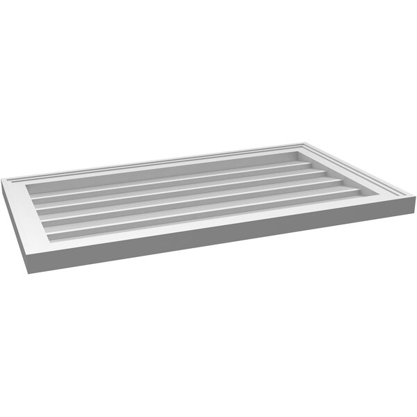 Ekena Millwork Vertical Surface Mount PVC Gable Vnt: Non-Functional, w/2"W x 1-1/2"H, Brickmould Frame, 32"W x 18"H - GVPVE32X1802SN