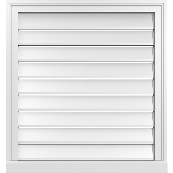 Ekena Millwork Vertical Surface Mount PVC Gable Vent: Functional, w/ 2"W x 2"P Brickmould Sill Frame, 28"W x 30"H - GVPVE28X3003SF
