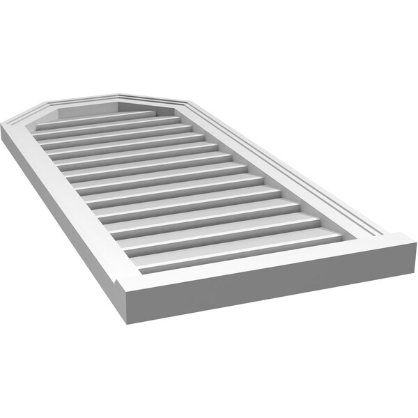 Ekena Millwork Octagonal Top Surface Mount PVC Gable Vent w/ 2"W x 2"P Brickmould Sill Frame, 18"W x 40"H - GVPOT18X4003SF
