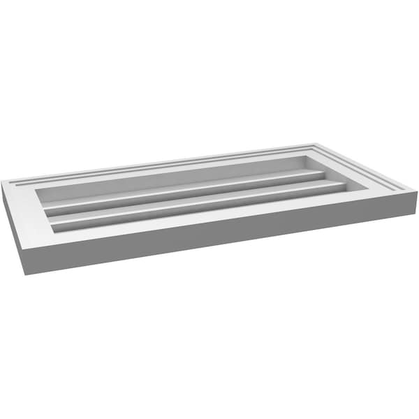 Ekena Millwork Vertical Surface Mount PVC Gable Vent: Functional, w/ 2"W x 1-1/2"P Brickmould Frame, 24"W x 12"H - GVPVE24X1202SF