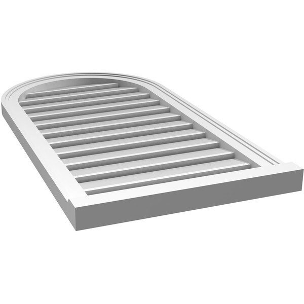 Ekena Millwork Round Top Surface Mount PVC Gable Vent: Functional, w/ 2"W x 2"P Brickmould Sill Frame, 20"W x 38"H - GVPRT20X3803SF