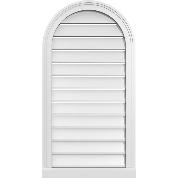 Ekena Millwork Round Top Surface Mount PVC Gable Vent: Functional, w/ 2"W x 2"P Brickmould Sill Frame, 20"W x 38"H - GVPRT20X3803SF