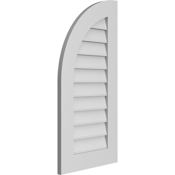 Ekena Millwork Quarter Round Top Left Surface Mount PVC Gable Vent w/ 3-1/2"W x 1"P Standard Frame, 18"W x 36"H - GVPQL18X3601SN