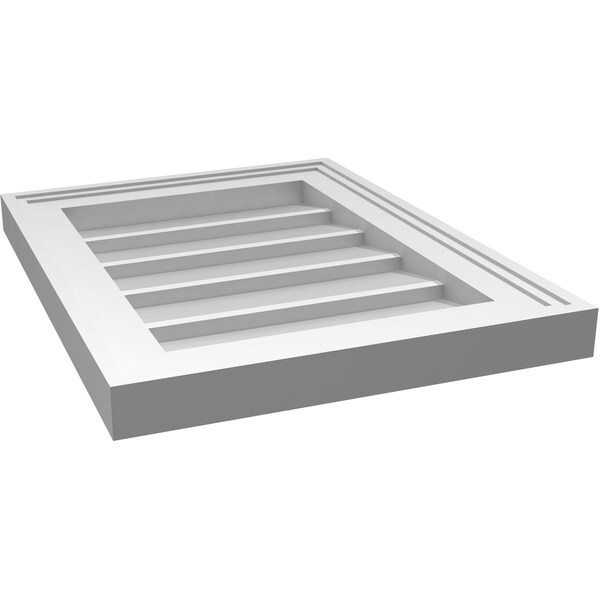 Ekena Millwork Vertical Surface Mount PVC Gable Vnt: Non-Functional, w/2"W x 1-1/2"H, Brickmould Frame, 14"W x 18"H - GVPVE14X1802SN
