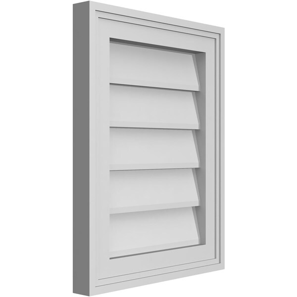 Ekena Millwork Vertical Surface Mount PVC Gable Vnt: Non-Functional, w/2"W x 1-1/2"H, Brickmould Frame, 14"W x 18"H - GVPVE14X1802SN