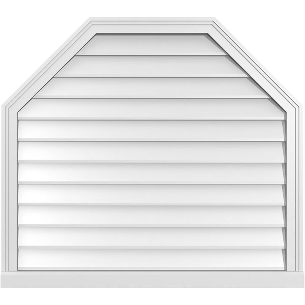 Ekena Millwork Octagonal Top Surface Mount PVC Gable Vent w/ 2"W x 2"P Brickmould Sill Frame, 38"W x 34"H - GVPOT38X3403SN