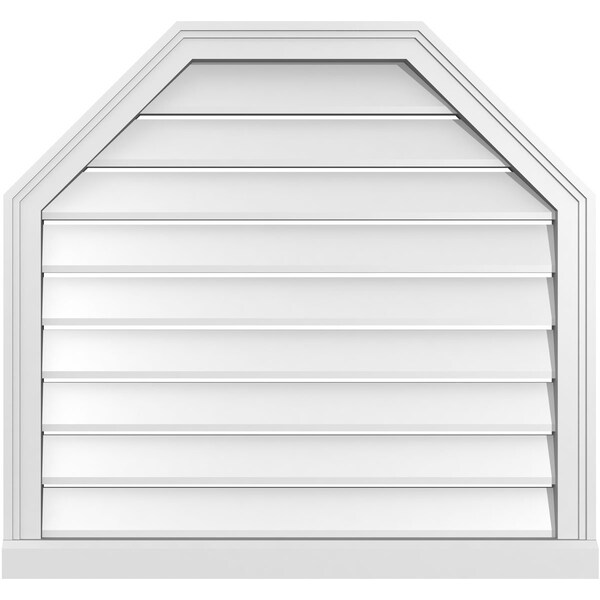Ekena Millwork Octagonal Top Surface Mount PVC Gable Vent w/ 2"W x 2"P Brickmould Sill Frame, 32"W x 30"H - GVPOT32X3003SF