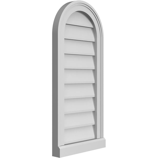 Ekena Millwork Round Top Surface Mount PVC Gable Vent w/ 2"W x 2"P Brickmould Sill Frame, 14"W x 30"H - GVPRT14X3003SN
